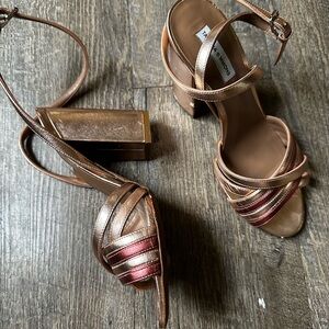 Tabitha Simmons Womens Toni  Pink Metallic Ankle Strap Heels Size 37 1/2